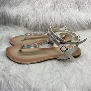 Alpine Swiss Bejeweled Rhinestone  Slingback Sandals Size 7‎